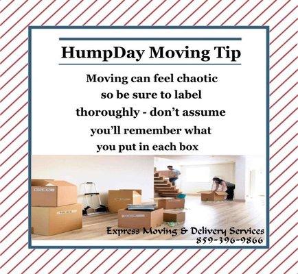 Hump day moving tip :  Reduce the stress of the unpacking process.  https://www.facebook.com/ExpressMovingDeliveryServices/