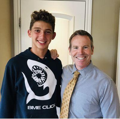 14yo son and Dr Eli after brackets removal day!