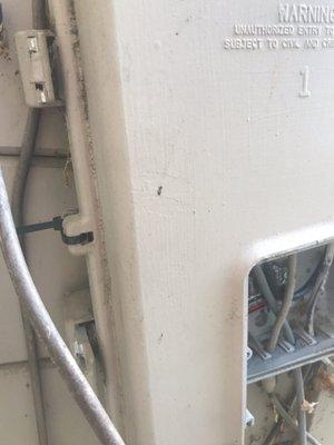 Cable added by Comcast so I can't open their side of panel.