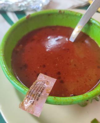 Sugar packet in my menudo