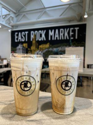 Left: Caramel Apple Cold Brew Right: Vanilla cold brew with vanilla sweet cream