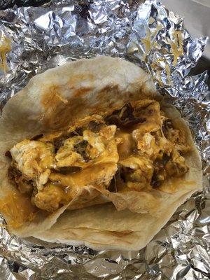 Breakfast tacos over stuffed!!!!