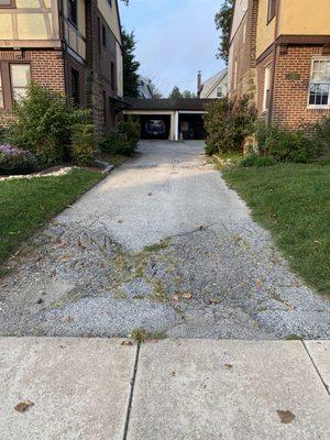 Inherited a badly damaged driveway, due to a haul-off trailer having been parked on a driveway with no sub-base!