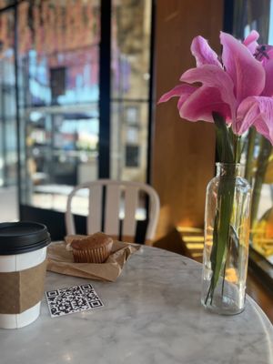 Blueberry muffin and coffee