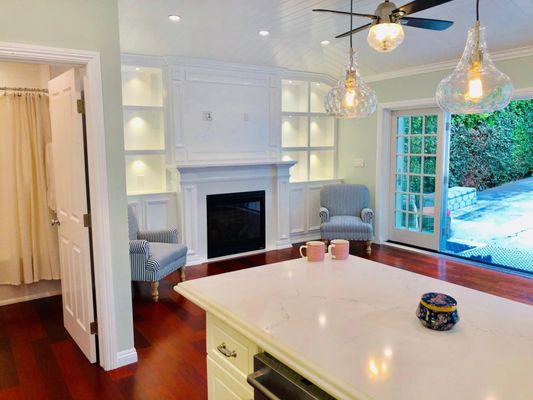 Recently completed ADU kitchen peninsula with custom bullnose double-ogee countertop.