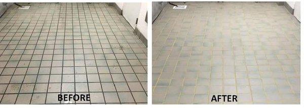 Before and after tile and grout cleaning. McCartins