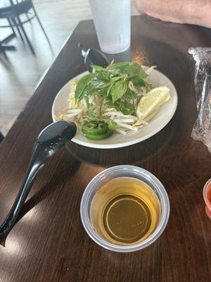 Sauce for bun and vegetables for pho