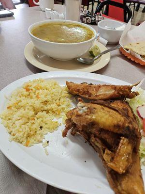 Chicken soup and fried chicken