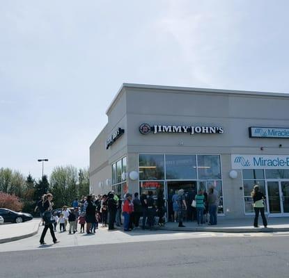 The line for $1 SUBS.