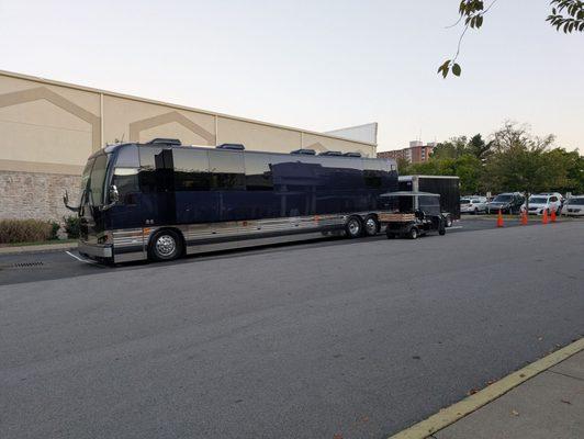 Tara-Leigh Cobble 's bus at The Bible Recap Live! A great event tonight!