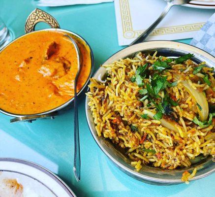 Lamb Biryani and Butter Chicken