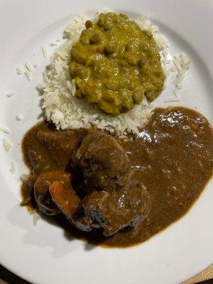 Goat stew and lentil curry.