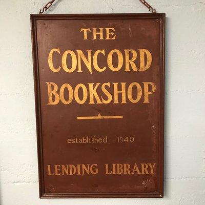 original Concord Bookshop hanging sign