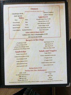 Lunch menu