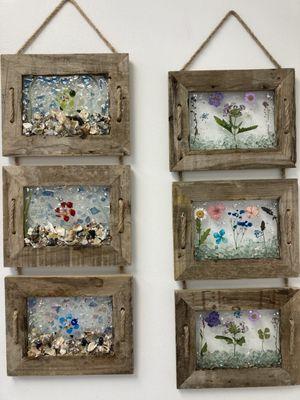 Glass Art with dried flowers and glass