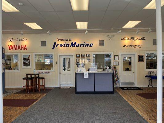 Irwin Marine's lobby and showroom.