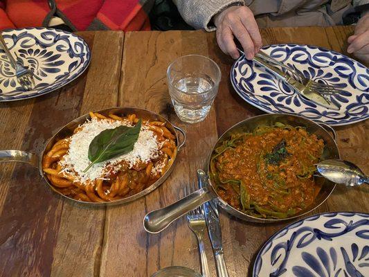 Maccheroni alla norma and Tagliatelle with ragu