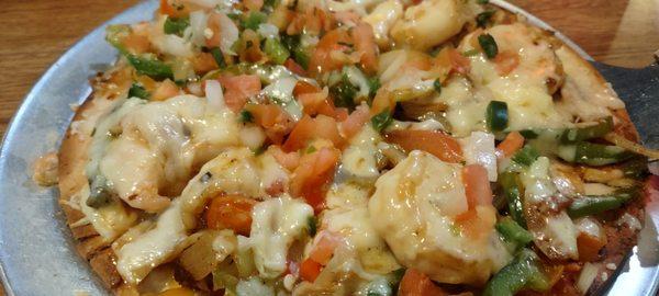 Shrimp fajita pizza.