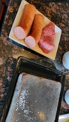 Sirloin and kielbasa combo