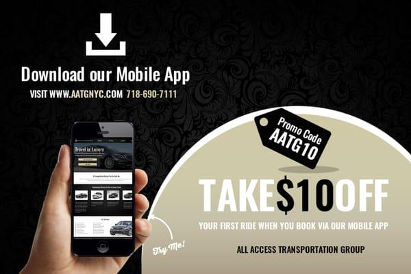 $10.00 of your first ride  promo code AATG10