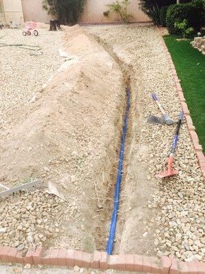 (1/2) 60ft of main water line being replaced with Uponor PEX.