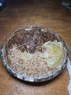 Oxtails with rice and peas & cabbage