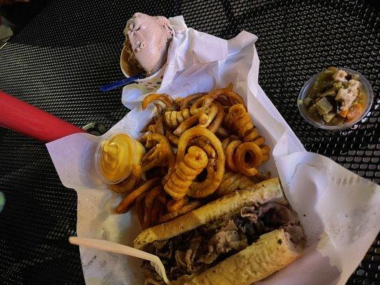 Beef and curly fries