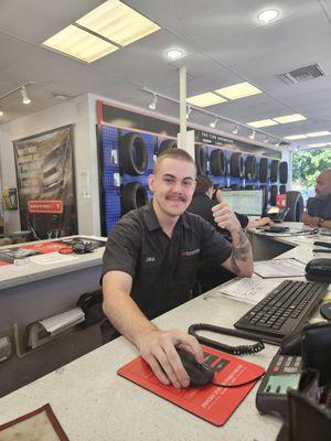 Jake at Firestone -- one of the fine young men there committed to providing excellent service.