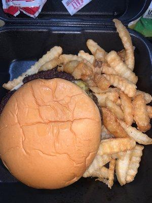 Half pound cheeseburger with fries