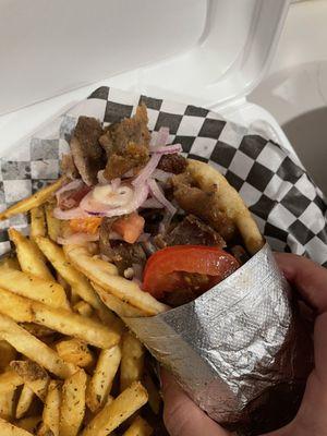 gyro sandwich with fries