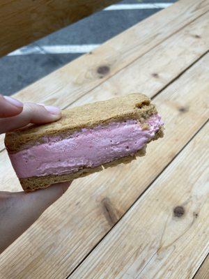 White Chocolate Raspberry ice cream sandwich