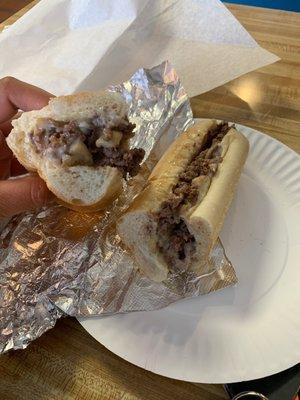 Steak & Cheese Sub w/ mushrooms and xtra cheeese!