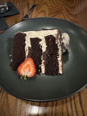 Chocolate espresso cake with espresso ganache frosting. Wow!