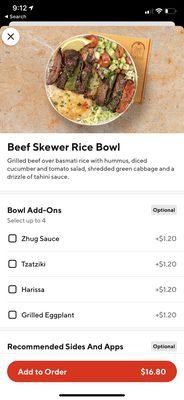 What I thought I ordered beef skewer rice bowl