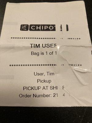 Receipt without a full order number. Keep the complaints down.