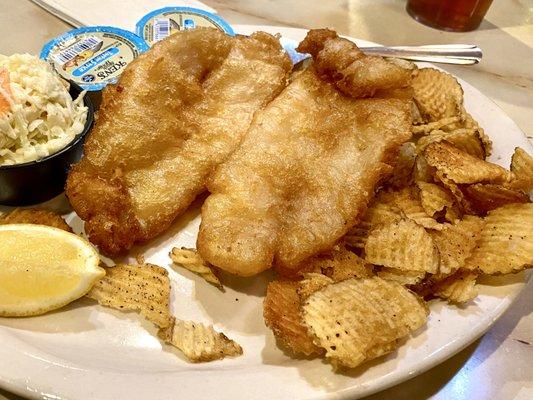 Fish and Chips with waffle chips