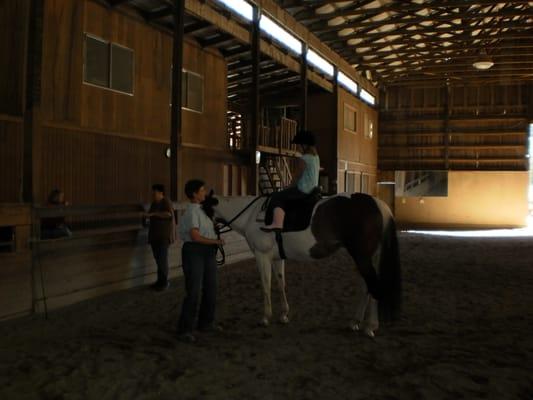 Indoor arena is large enough for multiple riders