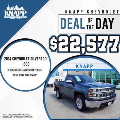 DEAL OF THE DAY 
 
 2014 Chevrolet Silverado 1500 Regular cab standard box 2-wheel drive work truck w/1WT