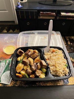 H4. Hibachi Chicken 3 oz. and Steak 3 oz. with Fried Rice