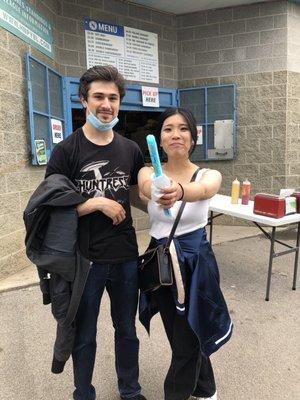 Aoi's first Freezie Pop , from the concession stand at our park. (With my son)