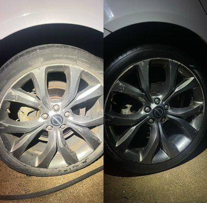 Before and after tire clean