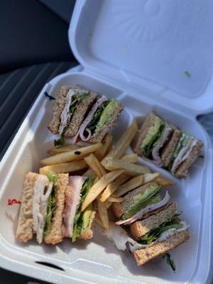 Club sandwich with avocado