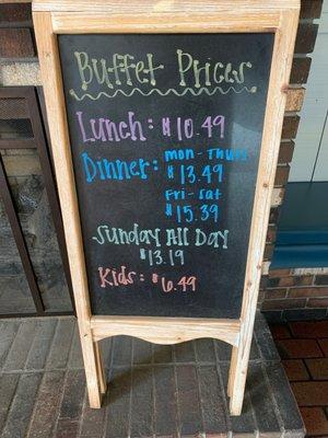 Menu prices