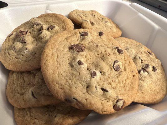 A dozen chocolate chip cookies