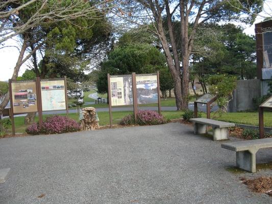 Patio area with informational signage