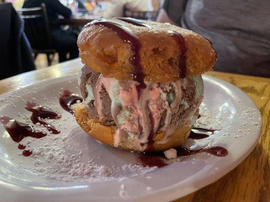 Spumoni donut ice cream sandwich