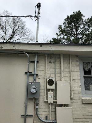 Service increase with mast through roof