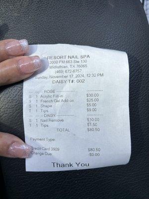 There itemized receipt .