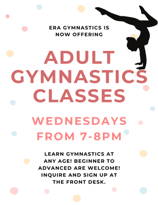 We now offer adult gymnastics classes!