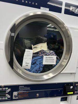 They put out of service stickers on the dryers so that they can use them, but the public can't